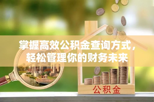 甘孜掌握高效公积金查询方式，轻松管理你的财务未来